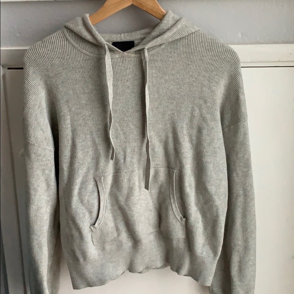 Grey Women Hoodie with Tie Sleeves